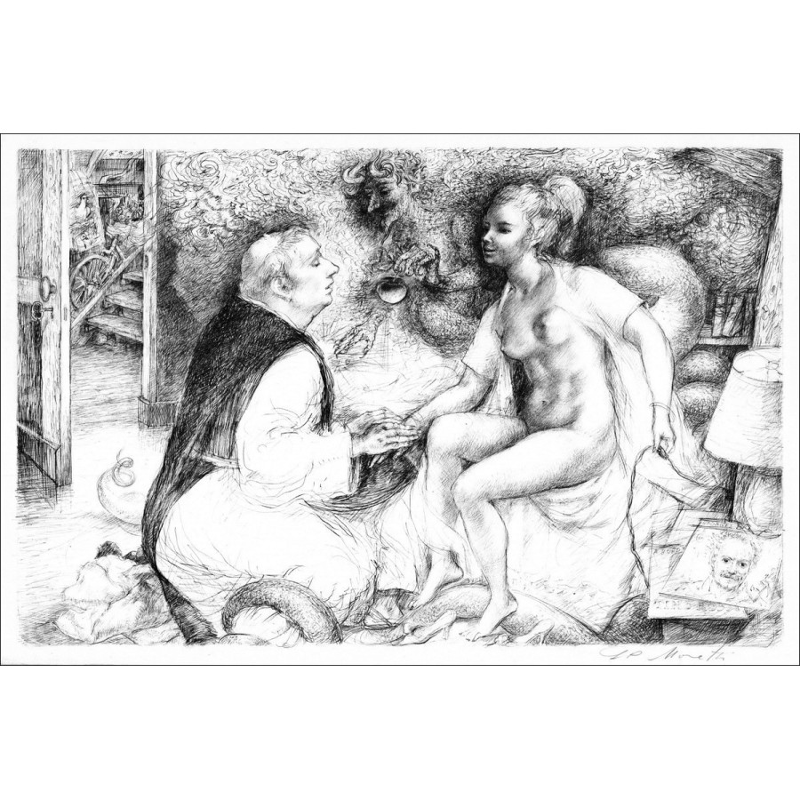 MORETTI Lucien Philippe - Original Lithograph "The Curé"