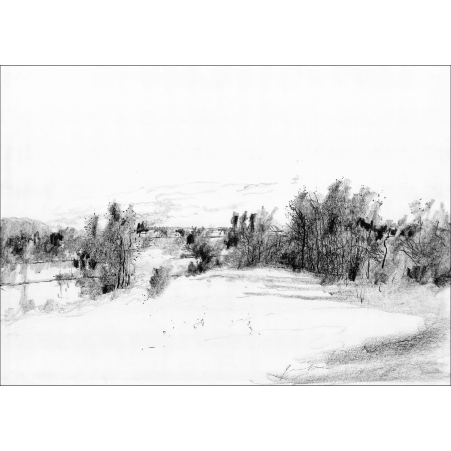 Koop Bernard GANTNER Landschap Originele tekening met handtekening