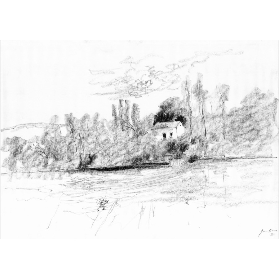 Compra dibujo original Bernard Gantner la casa fronteriza del río