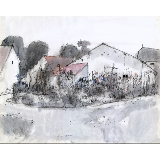 Original Aquarell Kaufen Sie Bernard Gantner Country House 