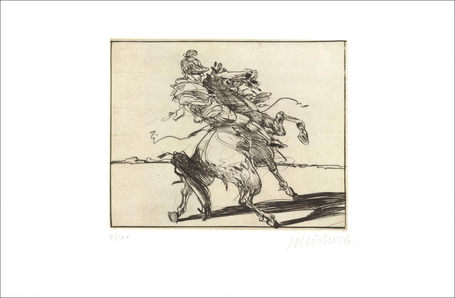 Comprar grabado original Claude Weisbuch El Cavalier tiene el dragón 