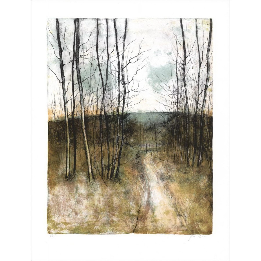 Koop Bernard GANTNER Lithographie Originele boslandschap