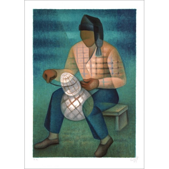 Comprar Litografía original Louis Toffoli El Pescador Nazaré 1978