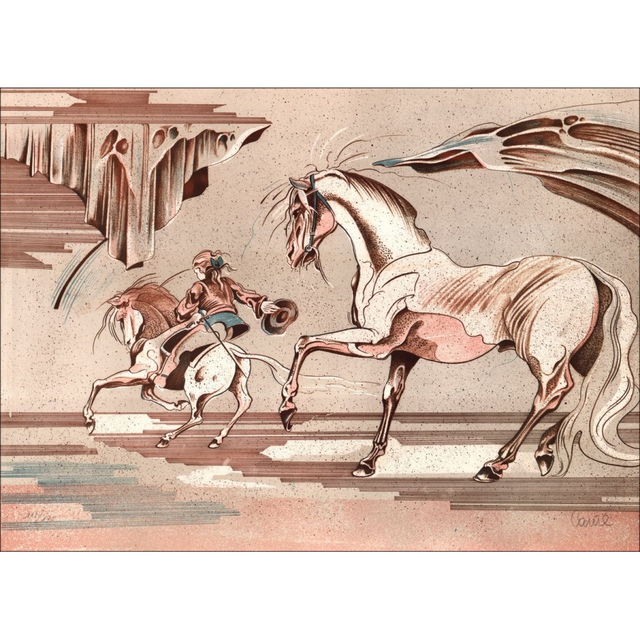Litografia originale firmata e numerata "The Wild Horse" - Gamma di budget - Piccolo prezzo - Decorazione