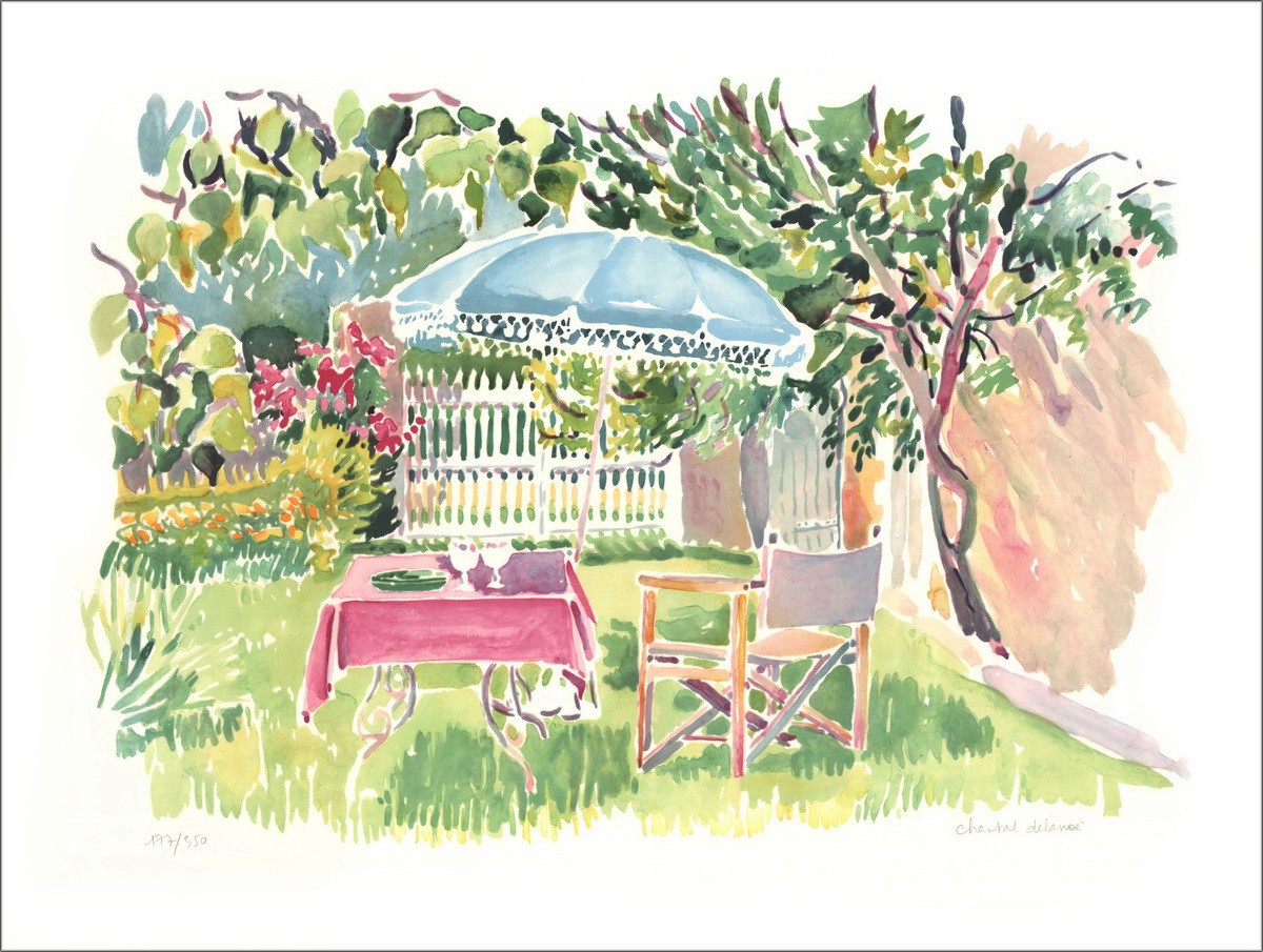 Der Garten - Original-Lithographie nummeriert und in Bleistift vom Künstler unterzeichnet - Budgetbereich, kleiner Preis, Dekora