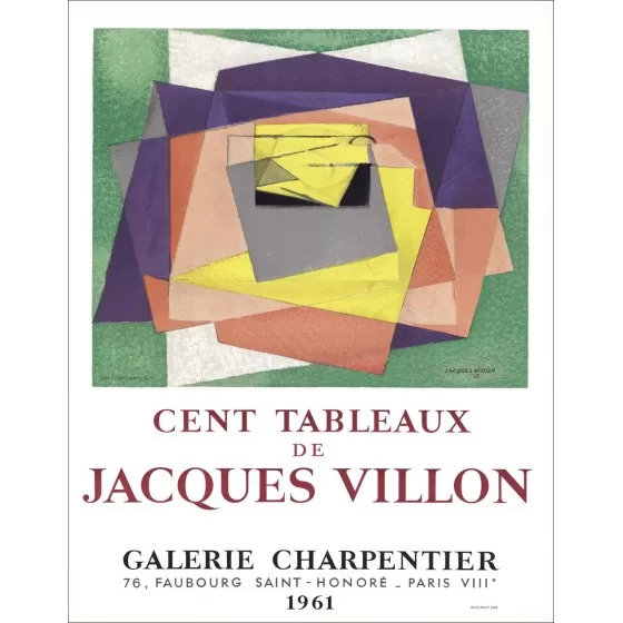 Jacques VILLON - Lithographie "Exposition, Galerie Charpentier, Paris" 65x51cm - 1961 - Affiche Originale MOURLOT