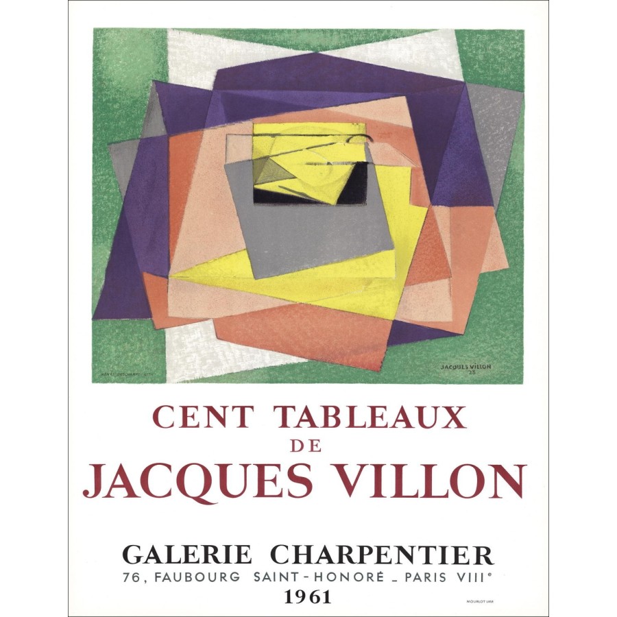 Jacques Villon - Lithographie "Ausstellung, Charpenter Gallery, Paris" 65x51cm - 1961 - Original Mourlot Poster