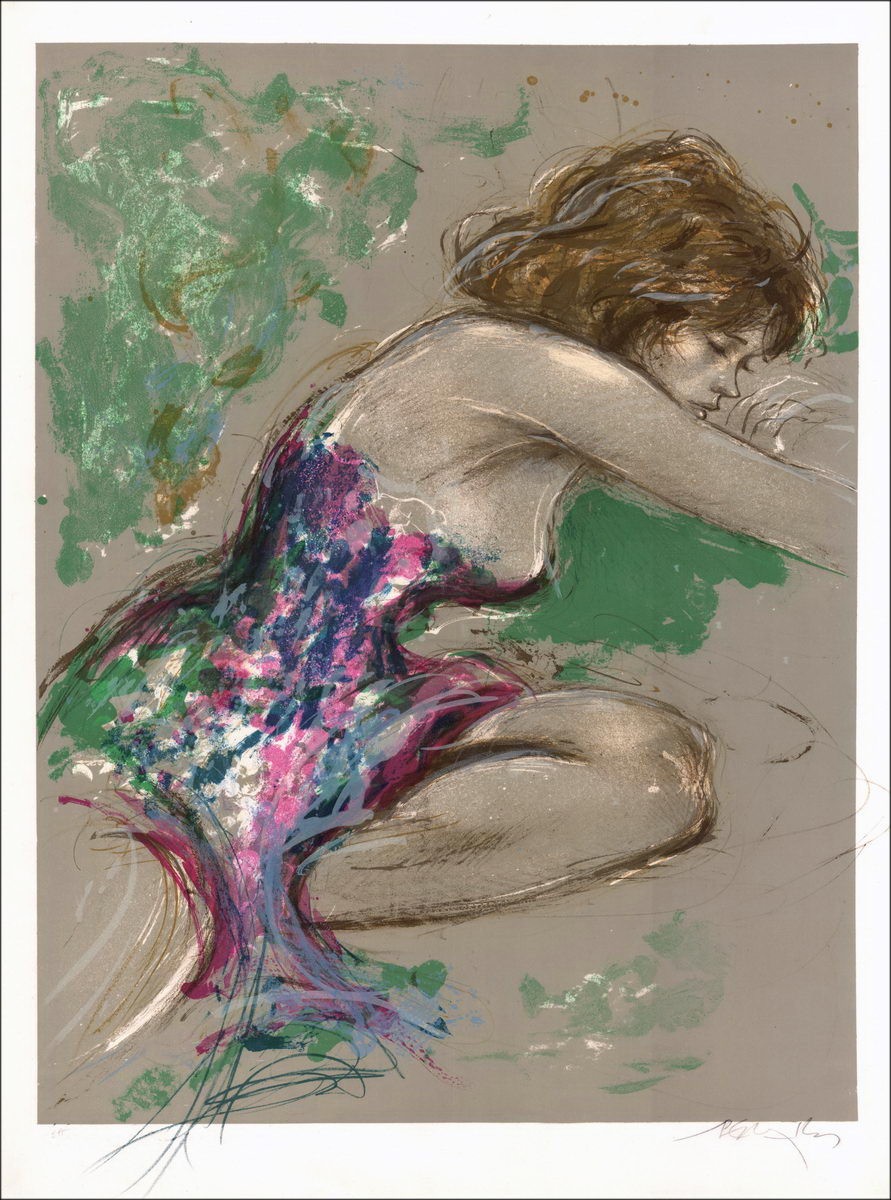 Jacques PECNARD "Donna addormentata" Litografia originale su carta velina, firmata a matita e numerata.