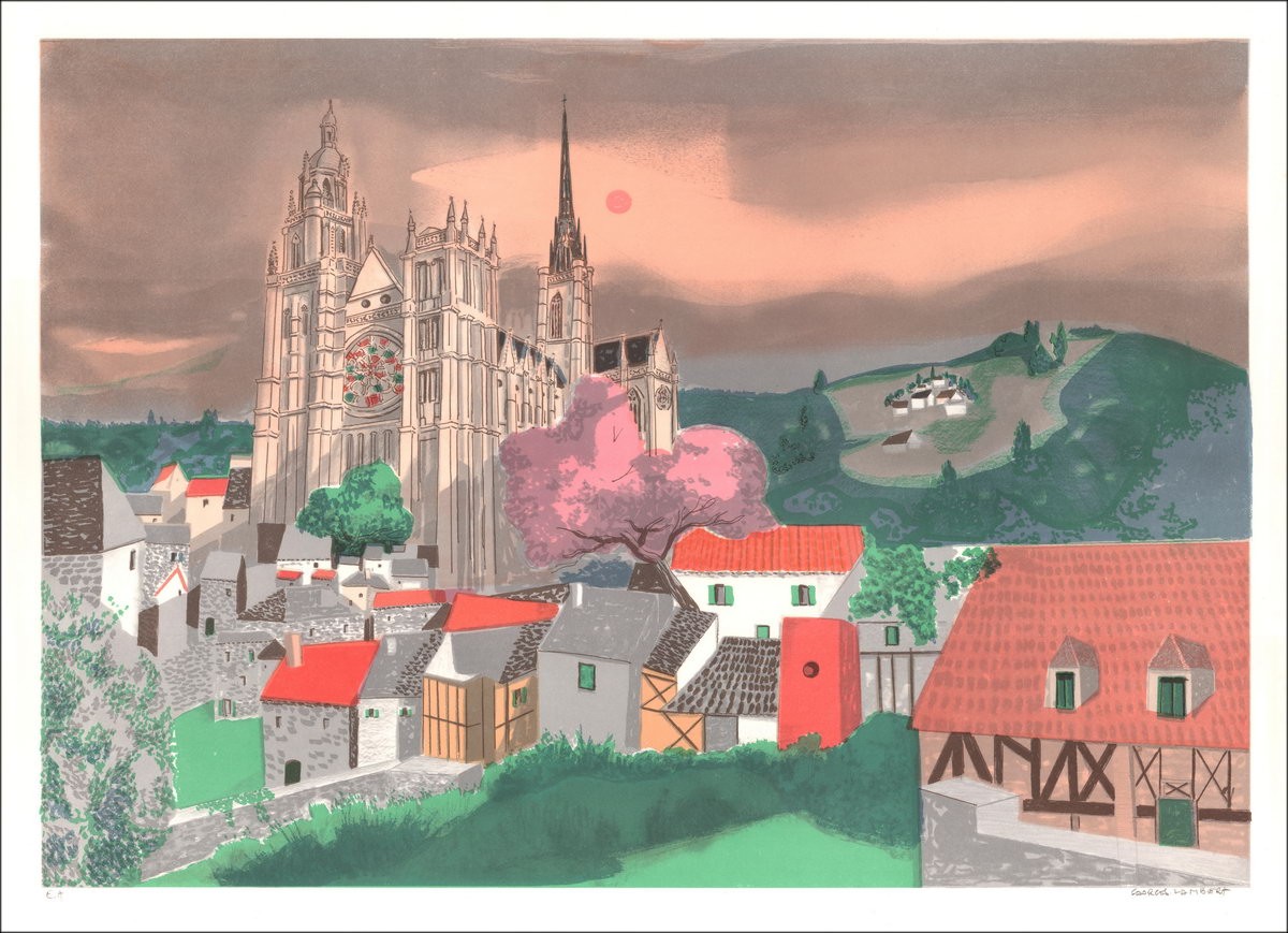 Georges LAMBERT - Lithographie Originale "Lisieux"