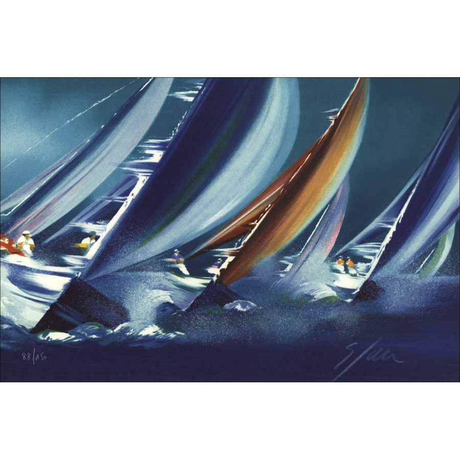Victor Spahn - Originele Litho "Sailboats II" 30x44cm