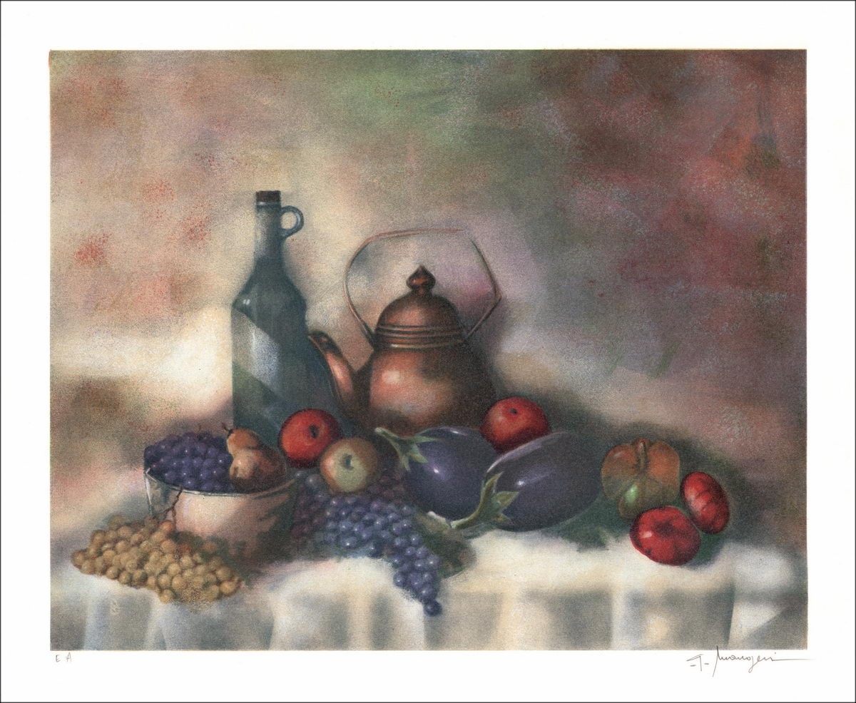MAUGERI Alferio "Stillleben mit Trauben" Lithographie nummeriert