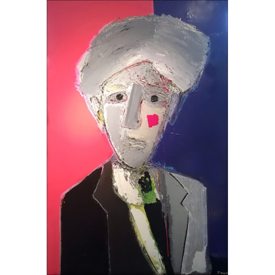 Jérôme Saam - acrilico su tela "Ritratto di Jean Cocteau" 120x80cm - 2015