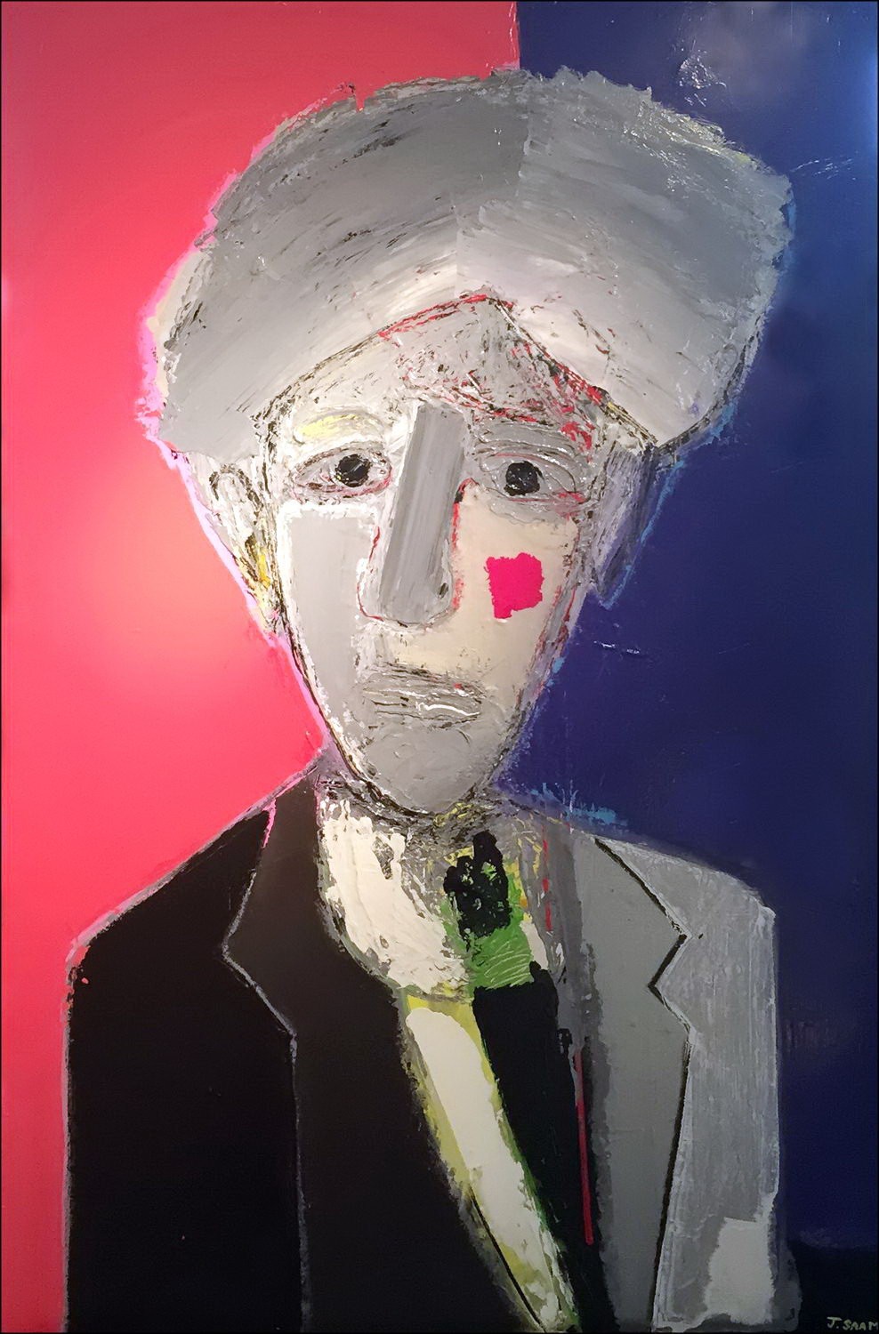 Jérôme Saam - acrilico su tela "Ritratto di Jean Cocteau" 120x80cm - 2015