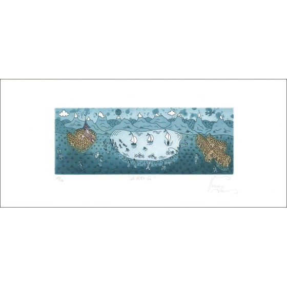 Bernard Vercruyce: il piccolo lago originale di un formato di 34 x 25 cm, giustificato e firmato a matita per arte