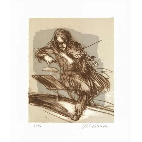 ➤ Violinist Claude Weisbuch Original-Lithographie