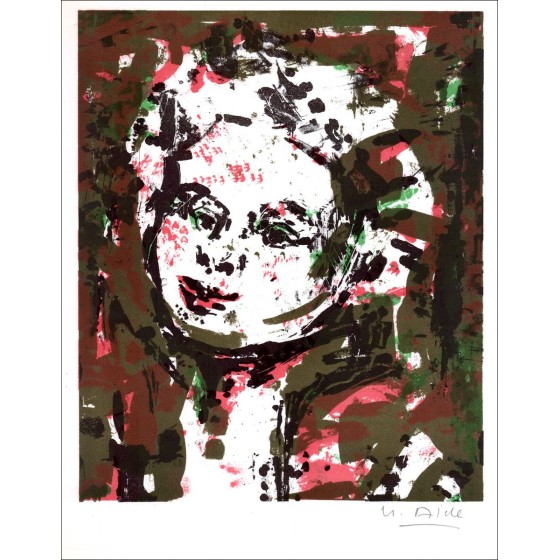 Yvette Alde: ritratto circa 1963, litografia originale