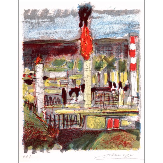 François Desnoyer - Litografia originale "Paesaggio" 27x21cm - 1963