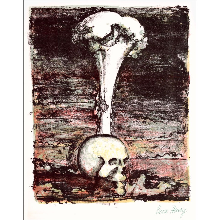 PIERRE-HENRY - Original Lithograph "Death" 27x21cm - 1963