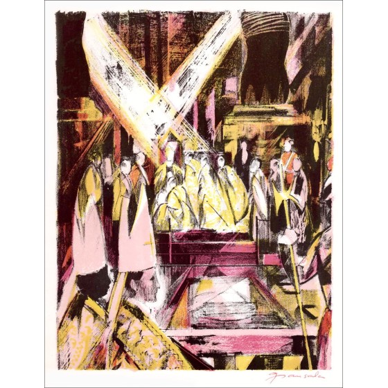Emile Grau-Sala - Litografía original "El evento" 27x21cm - 1963