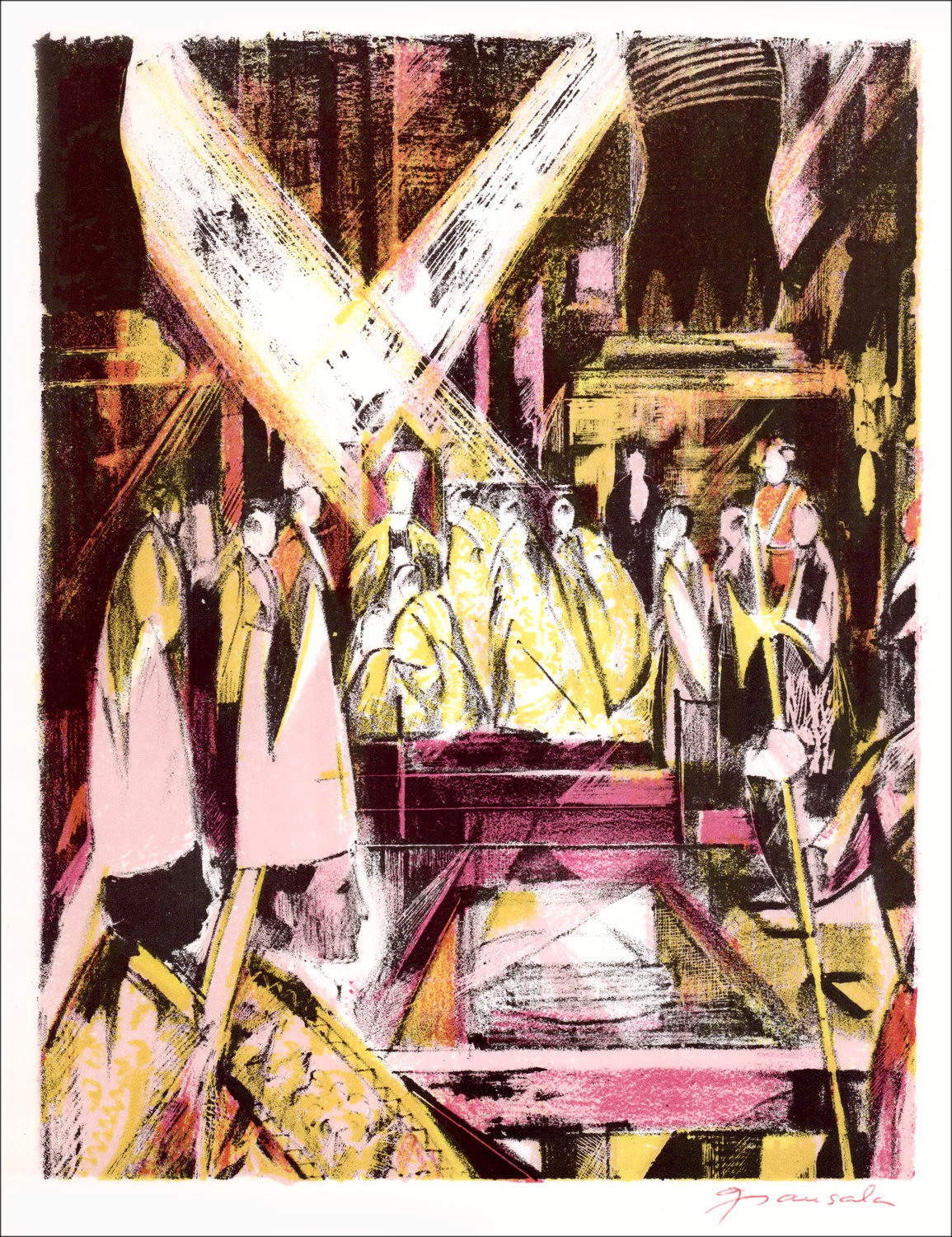 Emile GRAU-SALA - Lithographie Originale "L’événement" 27x21cm - 1963