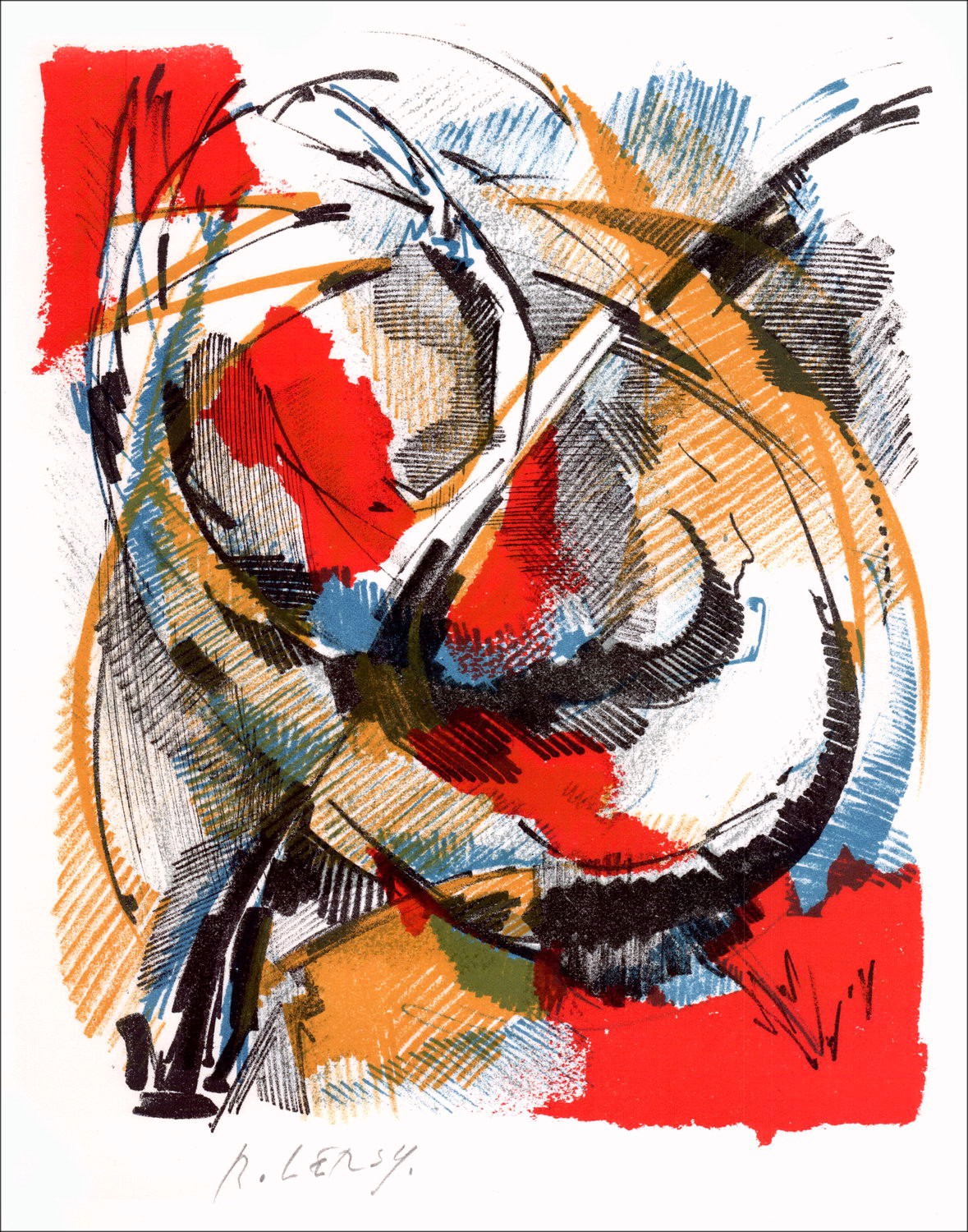 Roger Lersy - Composición de litografía, circa 1963