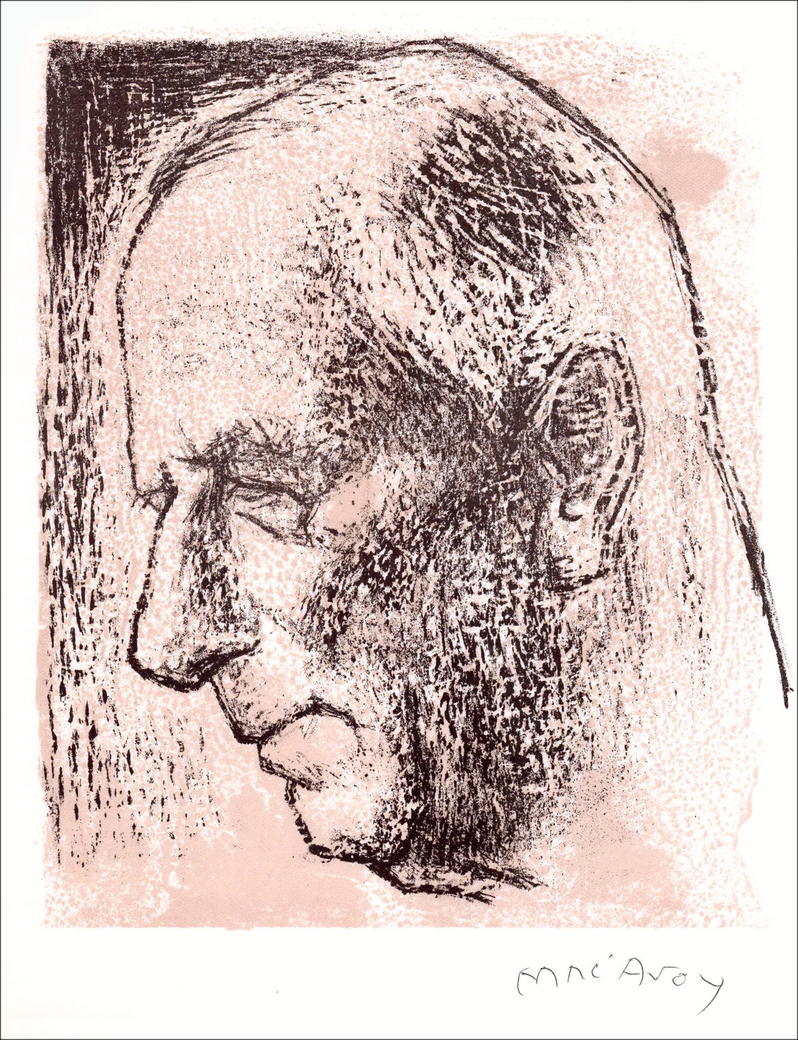 MAC'AVOY - Original Lithograph "Portrait" 27x21cm - 1963