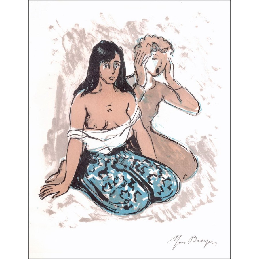 Litografía original para comprar Yves Bray las dos mujeres circa 1963