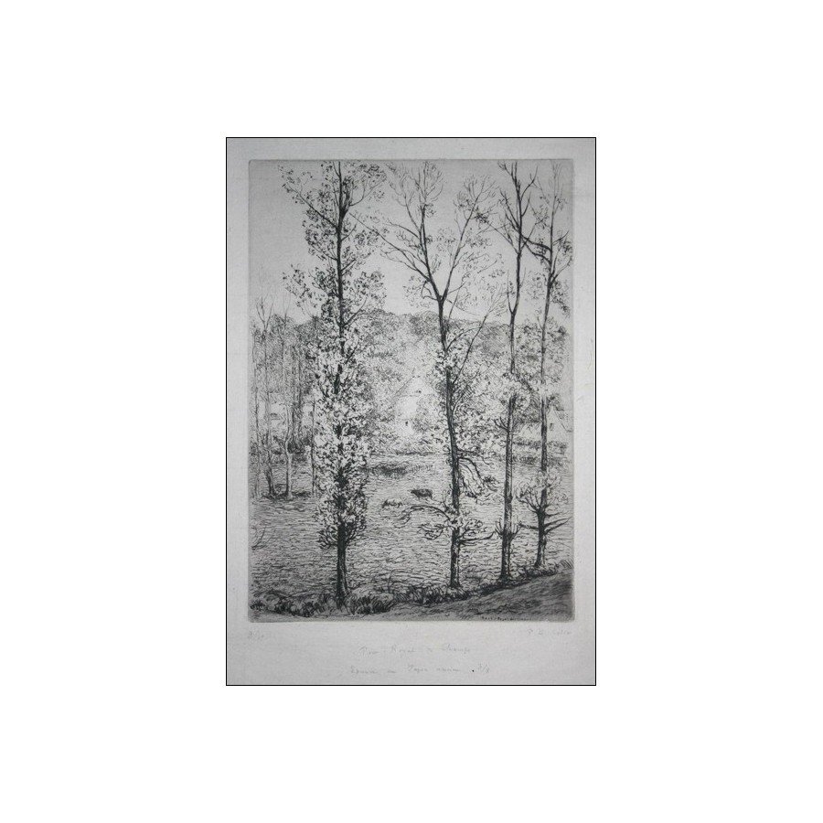COLIN Paul-Émile - Original engraving "Port-Royal des Champs" 37x26cm