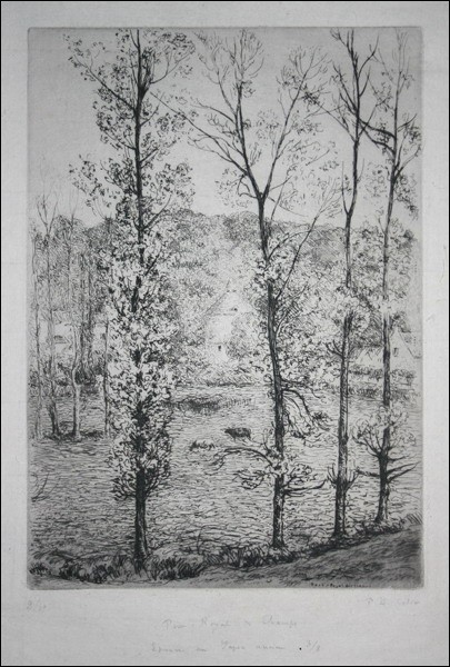 COLIN Paul-Émile - Grabado original "Port-Royal Fields" 37x26cm
