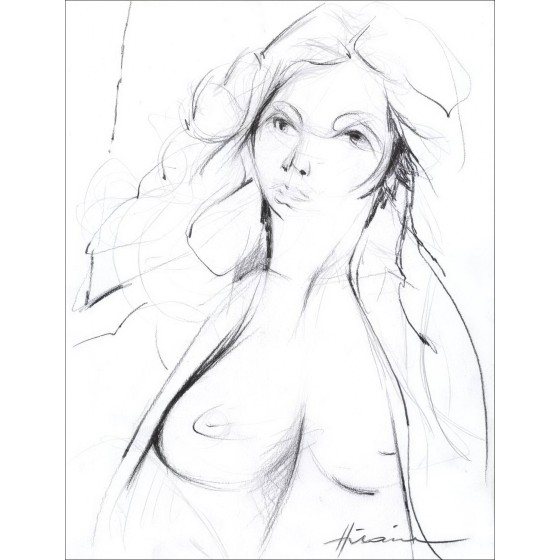 Camille Hilaire Drawing Potlood en houtskool Portret van een vrouw