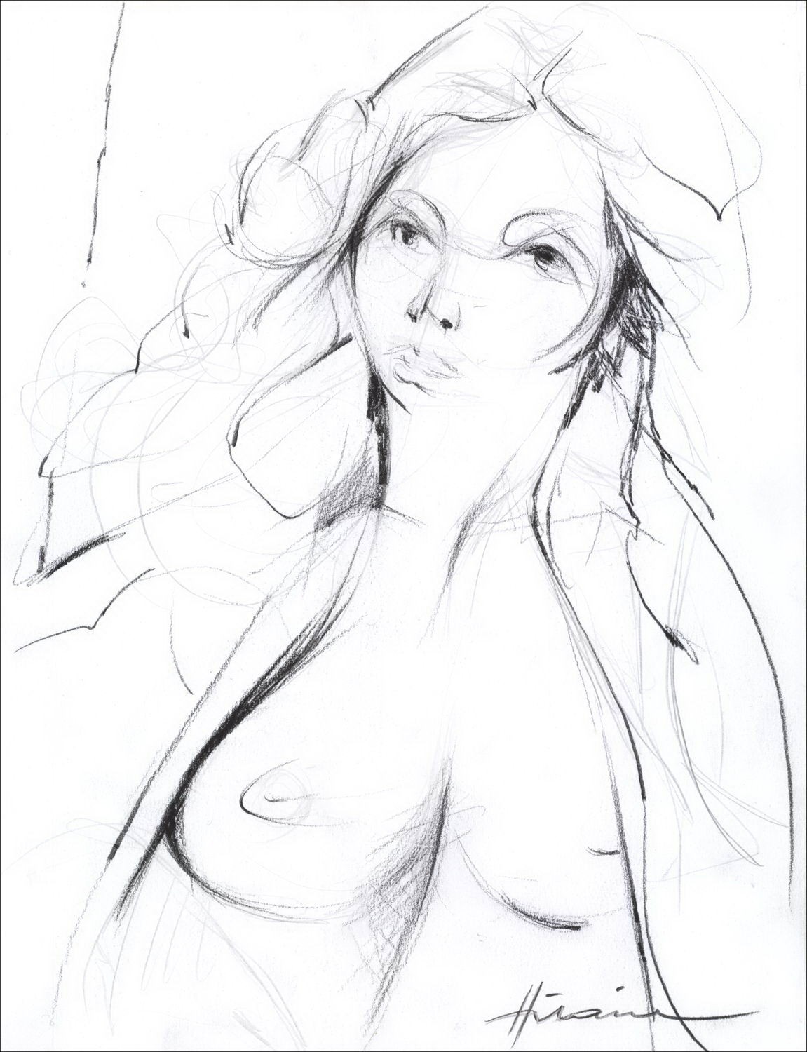Camille Hilaire Drawing Potlood en houtskool Portret van een vrouw