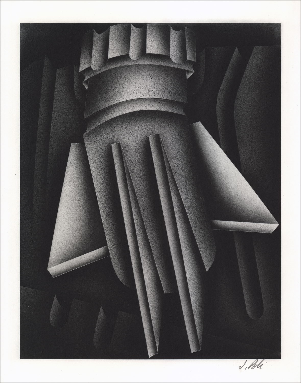 Jacques Poli: "Composiiton 01" Original-Lithographie 40x32cm - in Bleistift signiert und nummeriert