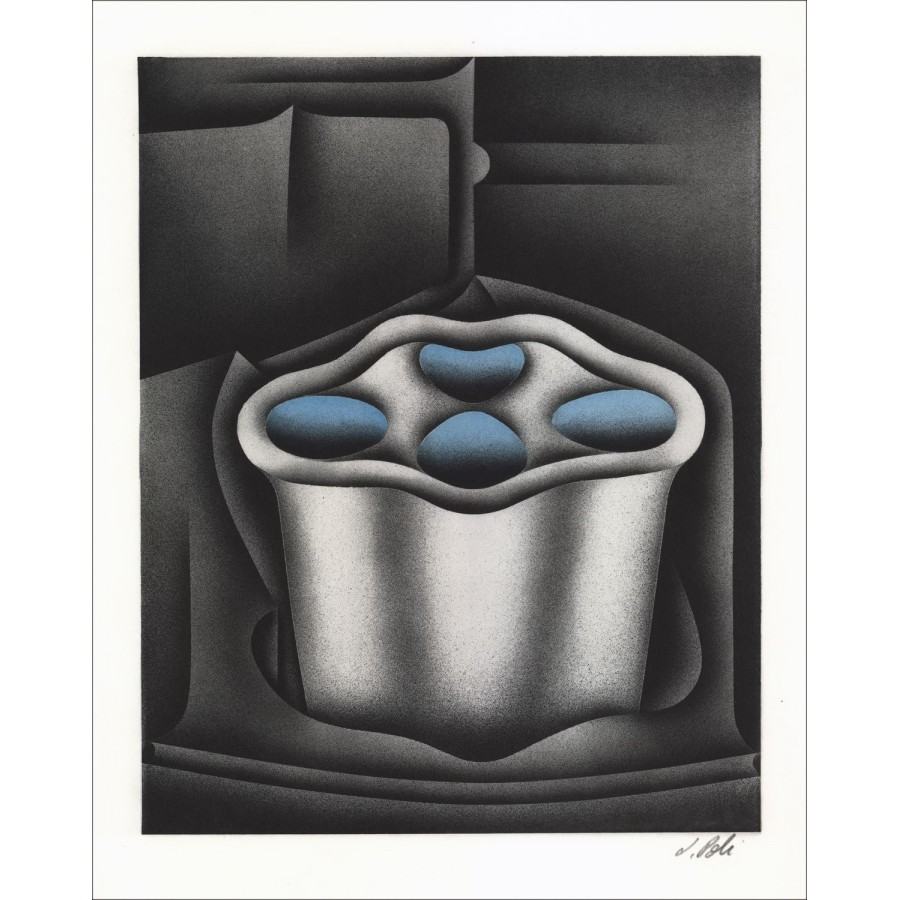 Jacques Poli: "Composiiton 02" Litografía original 40x32cm - Firmado en lápiz y numerado