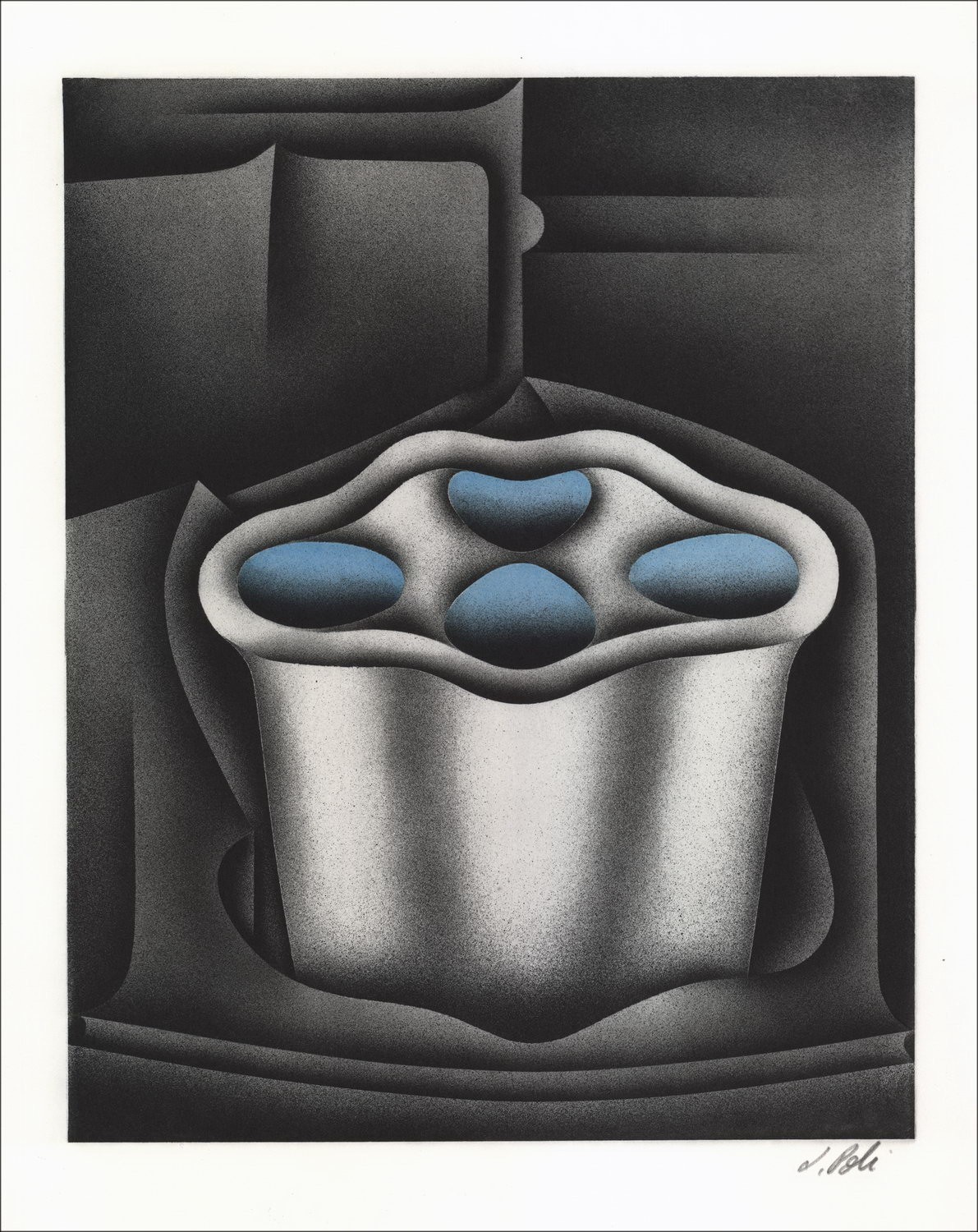 Jacques POLI :  "Composiiton 02"  Lithographie Originale 40x32cm - signée au crayon et numérotée