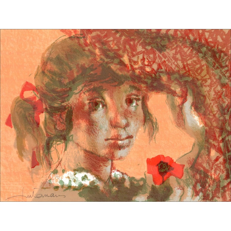 Lucien Fontanarosa - Original-Lithographie "Portrait" vom Künstler angemeldet