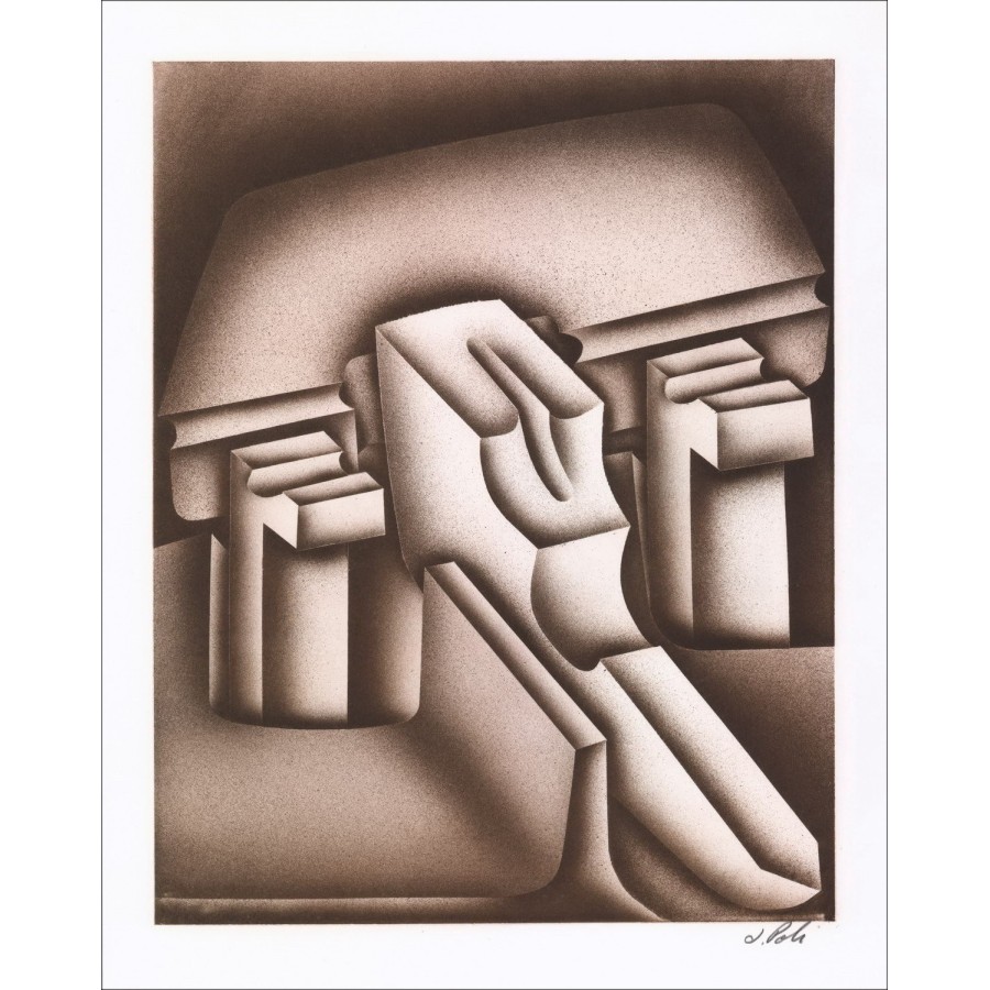 Jacques POLI :  "Composiiton 04"  Lithographie Originale 40x32cm - signée au crayon et numérotée