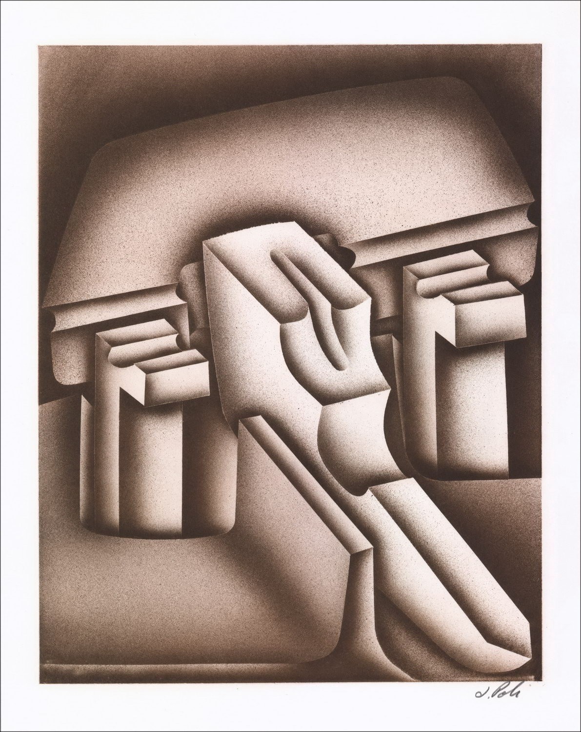 Jacques POLI :  "Composiiton 04"  Lithographie Originale 40x32cm - signée au crayon et numérotée