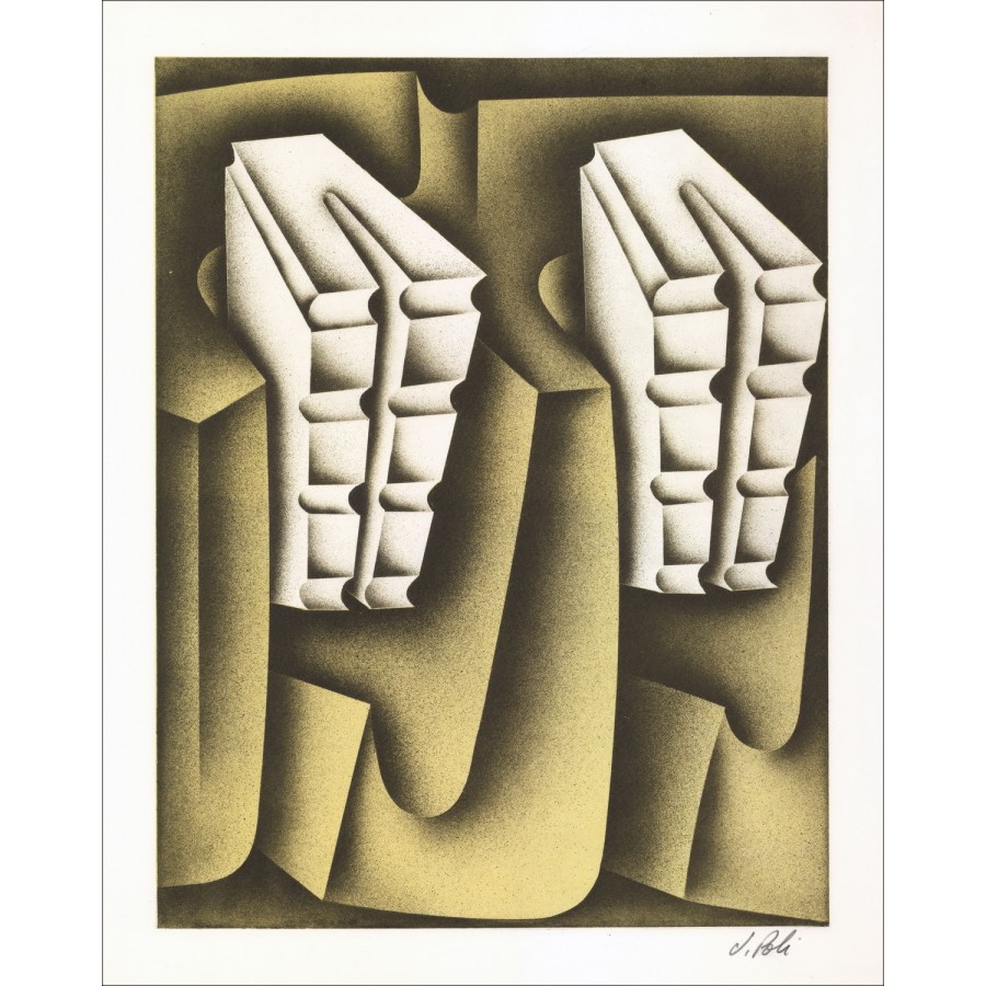 Jacques Poli: "Composiiton 05" Original-Lithographie 40x32cm - in Bleistift signiert und nummeriert