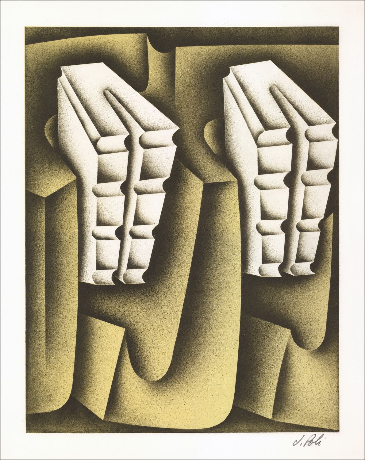 Jacques Poli: "Composiiton 05" Original-Lithographie 40x32cm - in Bleistift signiert und nummeriert