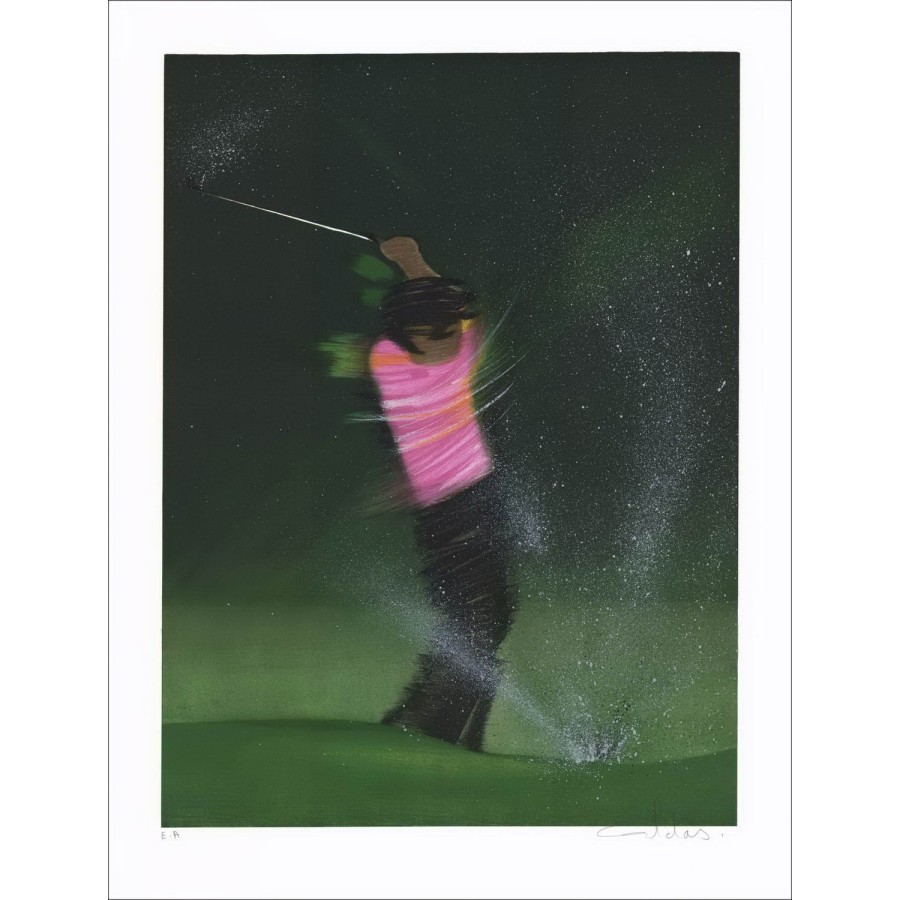 Pierre LE COLAS - Original Lithograph "The Golfer, Swing 02" 75x55cm