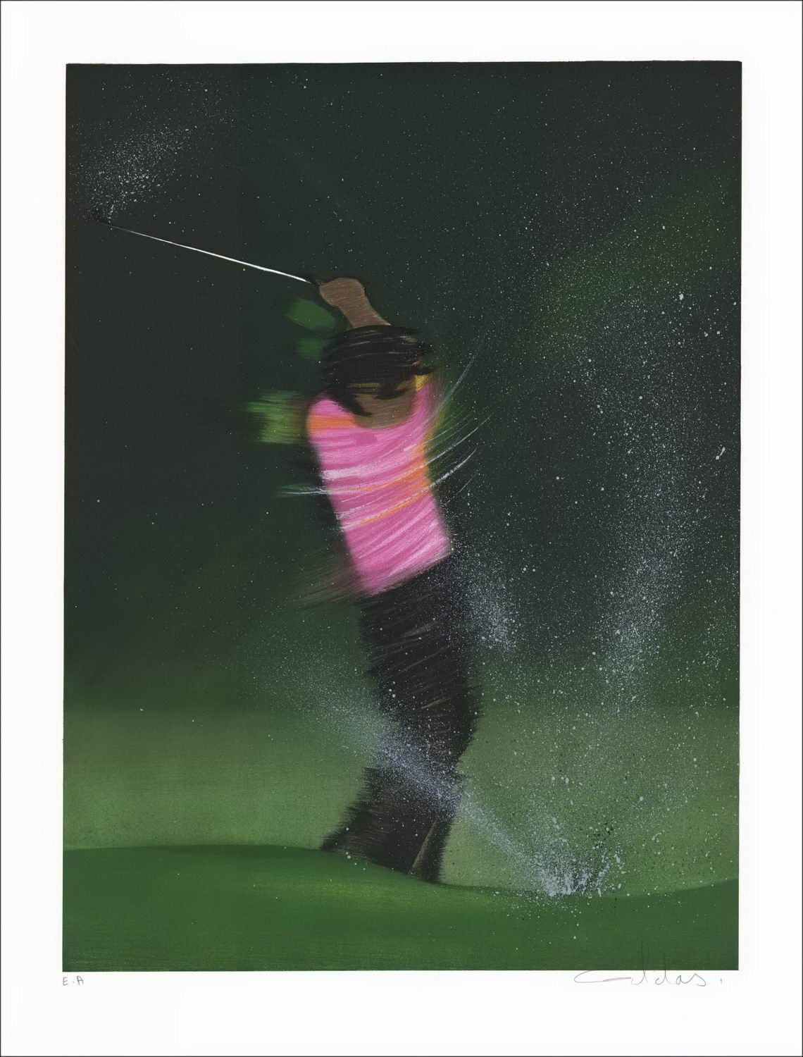 Pierre Le Colas - Original Litho "The Golfer, Swing 02" 75x55cm