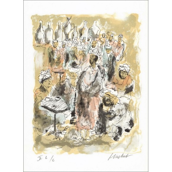 Urbain HUCHET : Impressions d'Egypte, lithographie originale signée et numérotée au crayon - 30x45cm 
