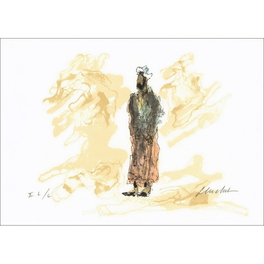 HUCHET Urbain - Litografía original "Grabados de Egipto VI" 30x45cm