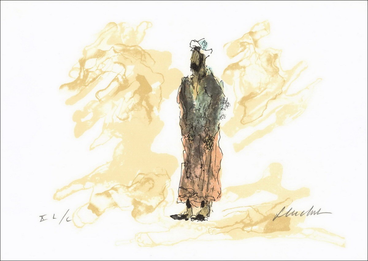 HUCHET Urbain - Original lithograph "Impressions of Egypt VI" 30x45cm