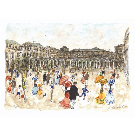 Urban Huchet: Paris, der königliche Palast, signierte Original-Lithographie