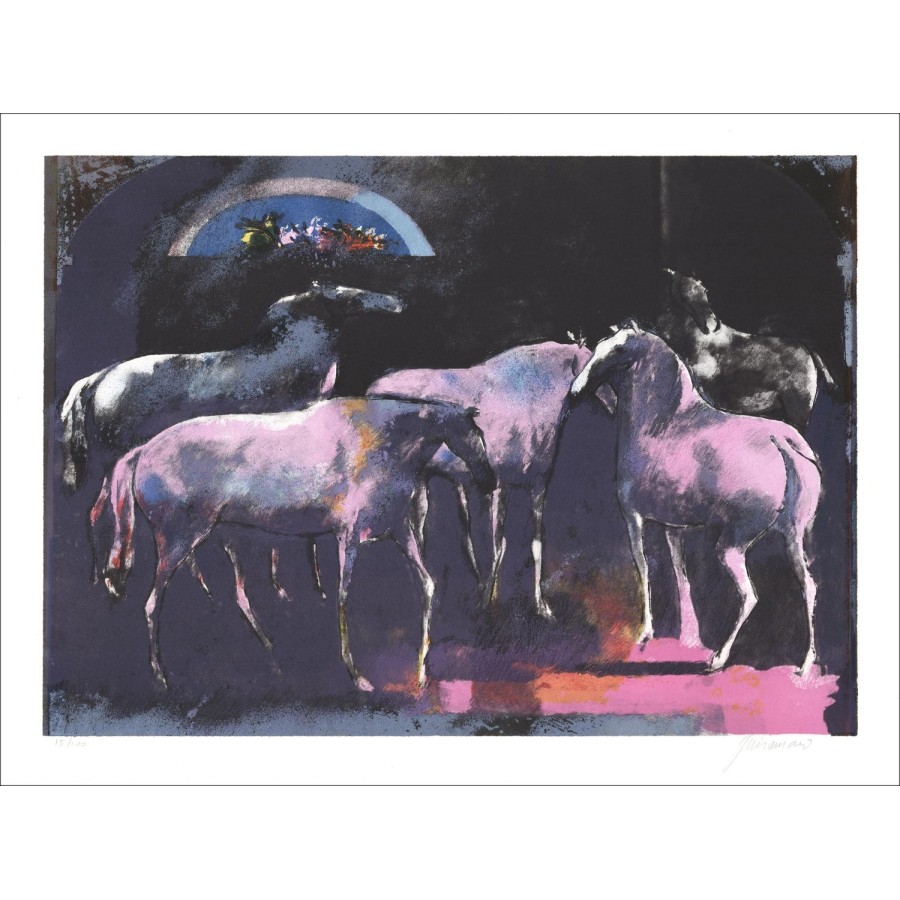 GUIRAMAND Paul - "De Paarden" 57x76cm- pen getekend en genummerd