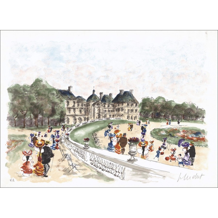 Urbain HUCHET: Paris, The Luxembourg Gardens, original signed lithograph