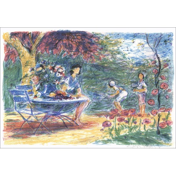Georges Yoldjoglou - Original-Lithographie "Der Garten" 38x55cm
