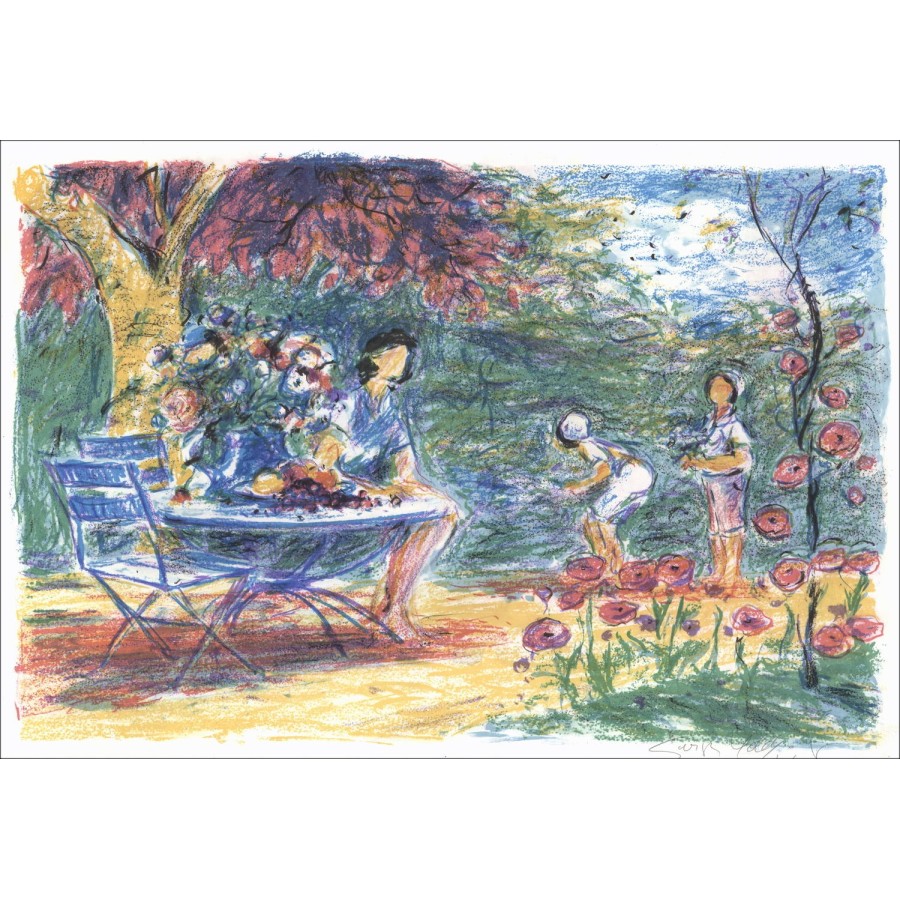 Georges Yoldjoglou - Original-Lithographie "Der Garten" 38x55cm