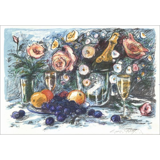 Georges Yoldjoglou - Litografia originale "Still Life" 38x55cm